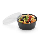 Saladier en plastique rutilisable avec couvercle noir 75 cl
