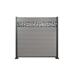 Kit cl�ture composite, gris, avec �l�ment design, 20 mm (�paisseur) x 1800 mm (largeur) x 1850 mm (hauteur), ...