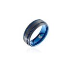 Bague acier bleu