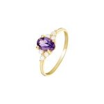 Bague anaid or jaune amethyste et oxyde de zirconium
