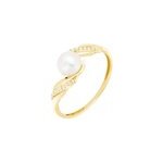 Bague antoinette or jaune perle de culture et oxyde de zirconium