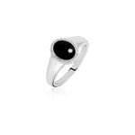Bague argent blanc lugus email et oxyde de zirconium