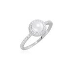 Bague argent blanc suada perle de culture oxyde de zirconium