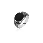 Bague argent blanc tom email noir
