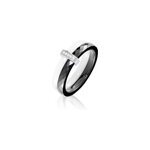 Bague bicolore ceramique argent blanc oxyde de zirconium