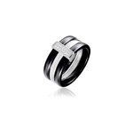 Bague ceramik design argent blanc céramique et oxyde de zirconium Bague ceramik design argent blanc céramique et oxyde de zirconium