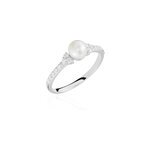 Bague florenty argent blanc perle de culture et oxyde de zirconium