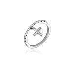 Bague gorane argent blanc oxyde de zirconium