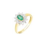 Bague ivan or jaune emeraude et diamant