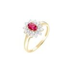 Bague ivan or jaune rubis et diamant