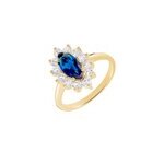 Bague lisea plaqué or jaune verre et oxyde de zirconium Bague lisea plaqué or jaune verre et oxyde de zirconium