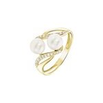 Bague loeva or jaune perle de culture et oxyde de zirconium