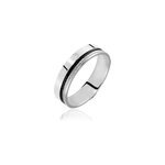 Bague madine acier blanc diamant