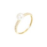 Bague maria - francoise or jaune perle de culture et oxyde de zirconium