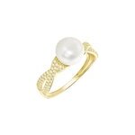 Bague maria - theresa or jaune perle de culture et oxyde de zirconium Bague maria - theresa or jaune perle de culture et oxyde de zirconium