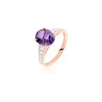 Bague marie - camille or rose amethyste et oxyde de zirconium