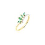 Bague navette or jaune emeraude diamant