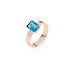 Bague noee or rose topaze et oxyde de zirconium Bague noee or rose topaze et oxyde de zirconium