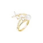 Bague norah or jaune perle de culture et oxyde de zirconium