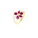 Bague orchidee or bicolore rubis diamant