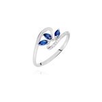 Bague petale or blanc saphir et diamant
