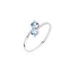 Bague pollie or blanc topaze bleu sky oxyde de zirconium