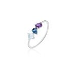 Bague raika or blanc amethyste et topaze