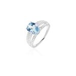 Bague solitaire carmelice or blanc topaze et oxyde de zirconium