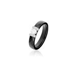 Bague solitaire ceramik design argent oxyde de zirconium et céramique Bague solitaire ceramik design argent oxyde de zirconium et céramique