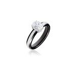 Bague solitaire neville argent blanc céramique et oxyde de zirconium Bague solitaire neville argent blanc céramique et oxyde de zirconium
