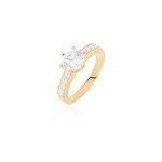 Bague solitaire stevie plaqu or jaune oxyde de zirconium