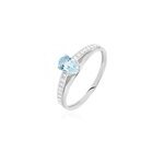 Bague solitaire tahyss or blanc topaze et oxyde de zirconium