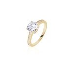 Bague solitaire zoura plaqu or jaune oxyde de zirconium