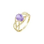 Bague tina or jaune amethyste et oxyde de zirconium