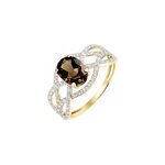 Bague tina or jaune quartz et oxyde de zirconium