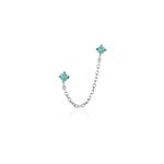 Bijou d'oreille unitaire goddess argent blanc turquoise