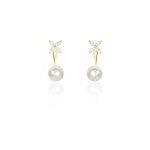 Bijoux d'oreilles norah or jaune perle de culture et oxyde