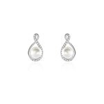 Boucles d'oreilles davy or blanc perle de culture oxyde