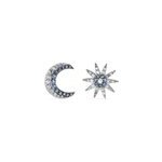 Boucles d'oreilles dpareilles bekhta or blanc oxyde de zirconium