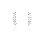 Boucles d'oreilles grimpantes folia argent blanc