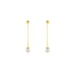 Boucles d'oreilles pendantes adriette or jaune perle de culture