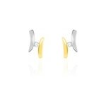 Boucles d'oreilles pendantes ascagne or bicolore oxyde de zirconium