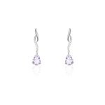 Boucles d'oreilles pendantes assaf or blanc amethyste et oxyde Boucles d'oreilles pendantes assaf or blanc amethyste et oxyde