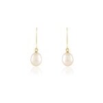 Boucles d'oreilles pendantes baroque or jaune perle de culture