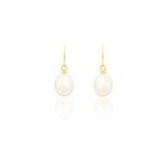 Boucles d'oreilles pendantes baroque or jaune perle de culture