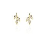 Boucles d'oreilles pendantes edia feuille or jaune oxyde de zirconium