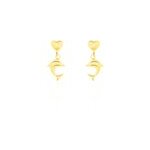 Boucles d'oreilles pendantes fulvie coeurs et dauphin or jaune