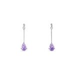 Boucles d'oreilles pendantes goutte or blanc amethyste