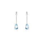 Boucles d'oreilles pendantes goutte or blanc topaze Boucles d'oreilles pendantes goutte or blanc topaze