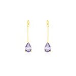 Boucles d'oreilles pendantes goutte or jaune amethyste